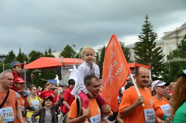 Omsk Russie Août Les Coureurs Marathon Action Marathon International Sibérie — Photo