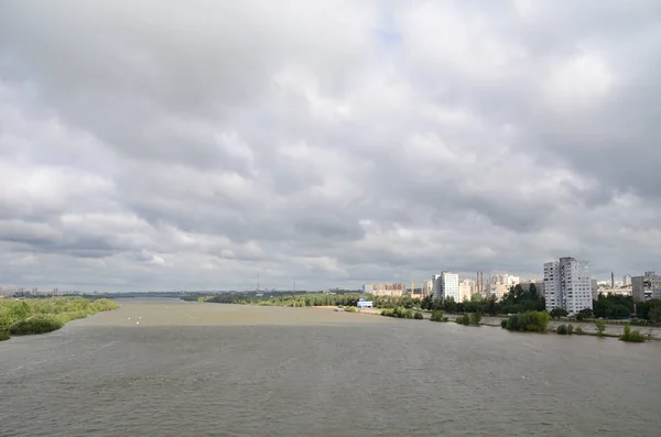 Blick Auf Irtysch Fluss Teilt Die Stadt Zwei Teile Omsk — Stockfoto