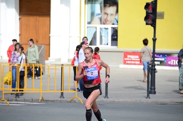 Omsk Russia August Marathon Runners Action Siberian International Marathon August — Stock Photo, Image