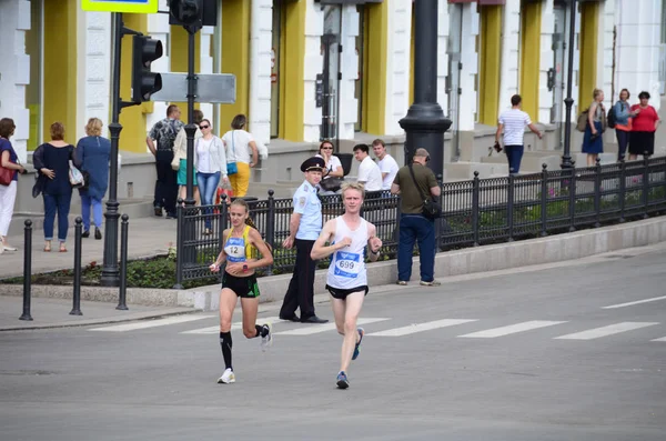 Omsk Russia August Marathon Runners Action Siberian International Marathon August — Stock Photo, Image