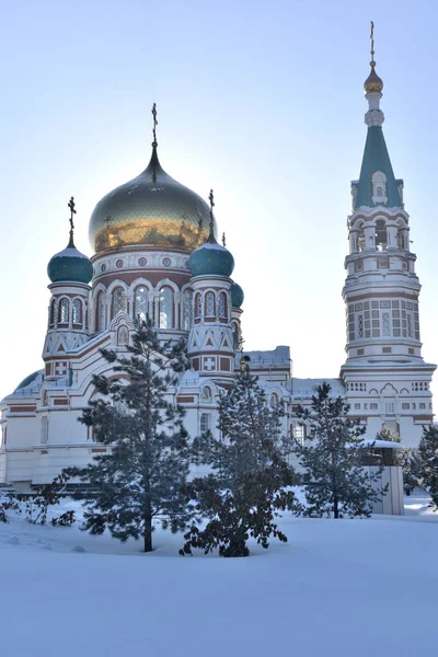 Omsk Ryssland Januari 2017 Uspenskijkatedralen Omsk Siberian Region Ryssland — Stockfoto