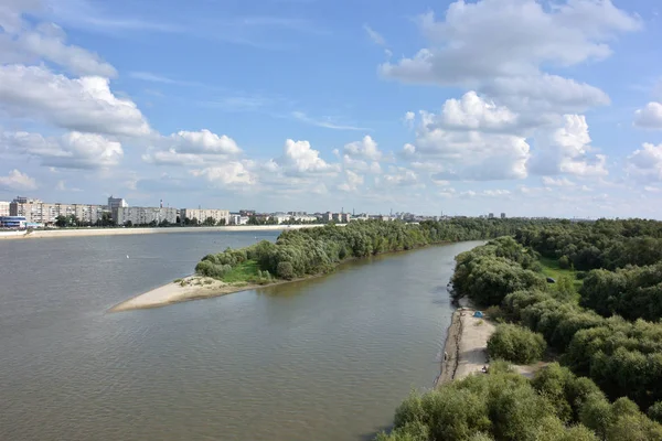 Vista Del Río Irtysh Divide Ciudad Dos Partes Omsk Rusia —  Fotos de Stock