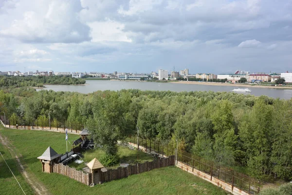 Vue Rivière Irtysh Divise Ville Deux Parties Omsk Russie — Photo