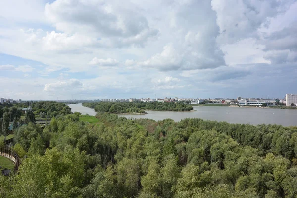 Blick Auf Irtysch Fluss Teilt Die Stadt Zwei Teile Omsk — Stockfoto