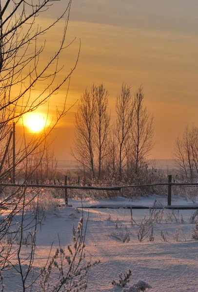 Aldeia siberiana, região de Omsk, Rússia — Fotografia de Stock