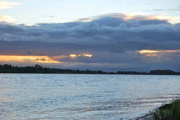 Serata Sul Fiume Irtysh Regione Omsk Siberia Russia — Foto Stock