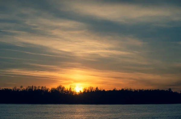 Захід сонця над Іртишем в Омській області — стокове фото