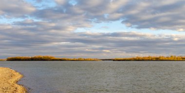Omsk Bölgesindeki Irtysh Nehri'nin sonbahar kıyısı görünümü