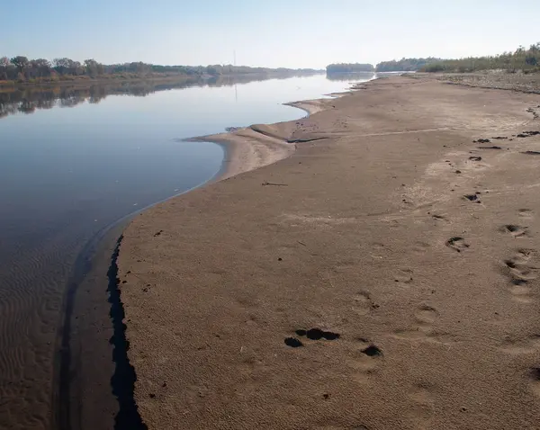 View of the autumnal bank of the Irtysh River in the Omsk Region — Stock Photo, Image