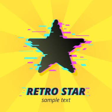 Karışık pop art ve glitch tarzında yıldız simgesi simgesi