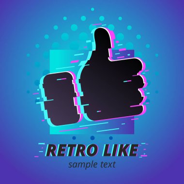 Pop art ve glitch tarzı sembol gibi Thumbs Up