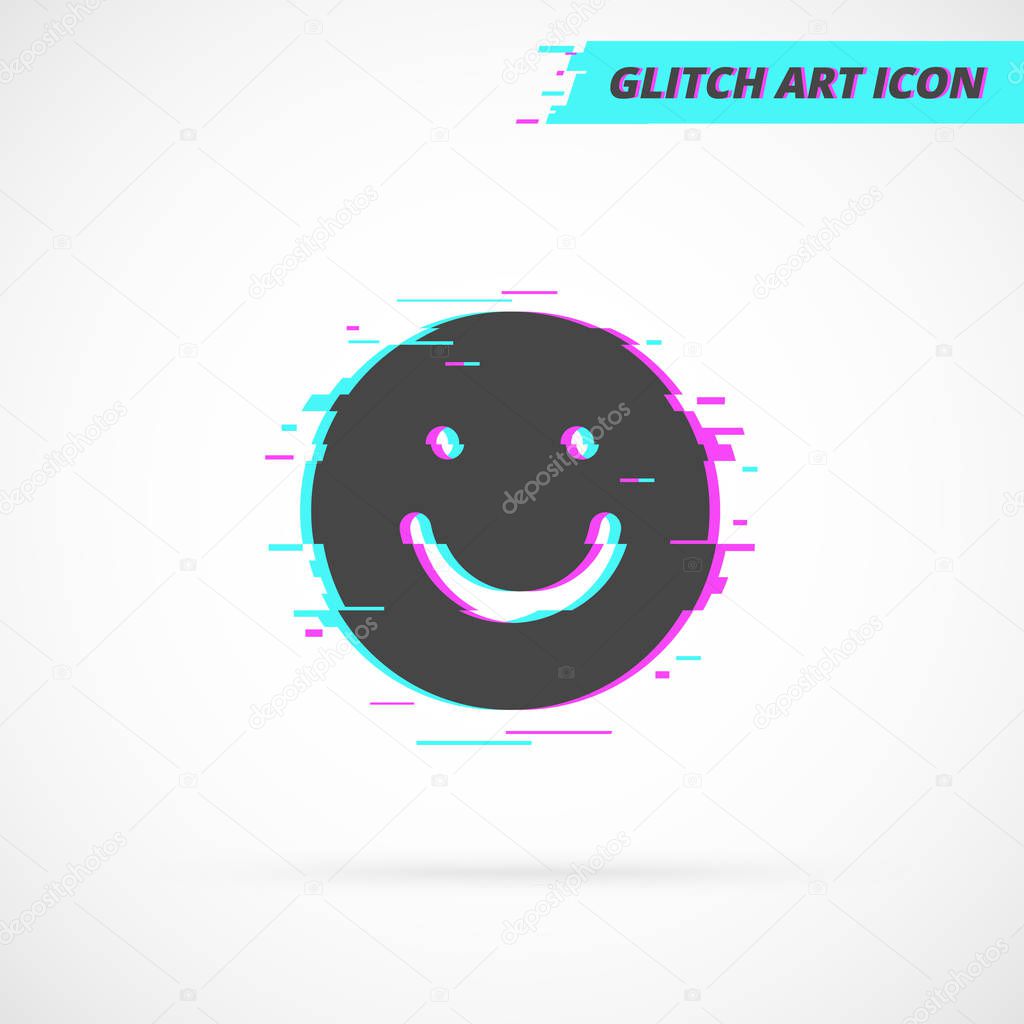 Smile Emoji Glitch Icon Vector