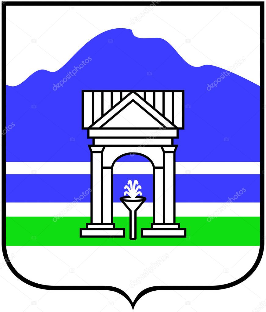 The coat of arms of Belokurikha. Altai region