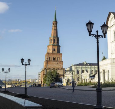 Syuyumbike Tower - sentinel, Kazan Kremlin watchtower. Kazan Rusya Ekim 2018