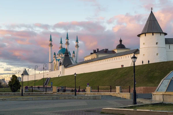 Kul Sharif Moskén Kazan Kreml Vid Solnedgången Ryssland Oktober 2018 — Stockfoto