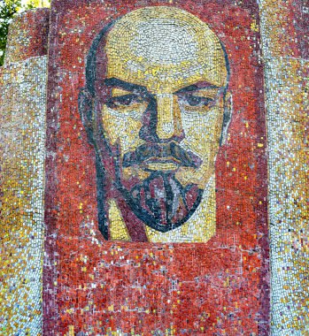 Lenin portresi mozaik paneli. Kazan Rusya Ekim 2018
