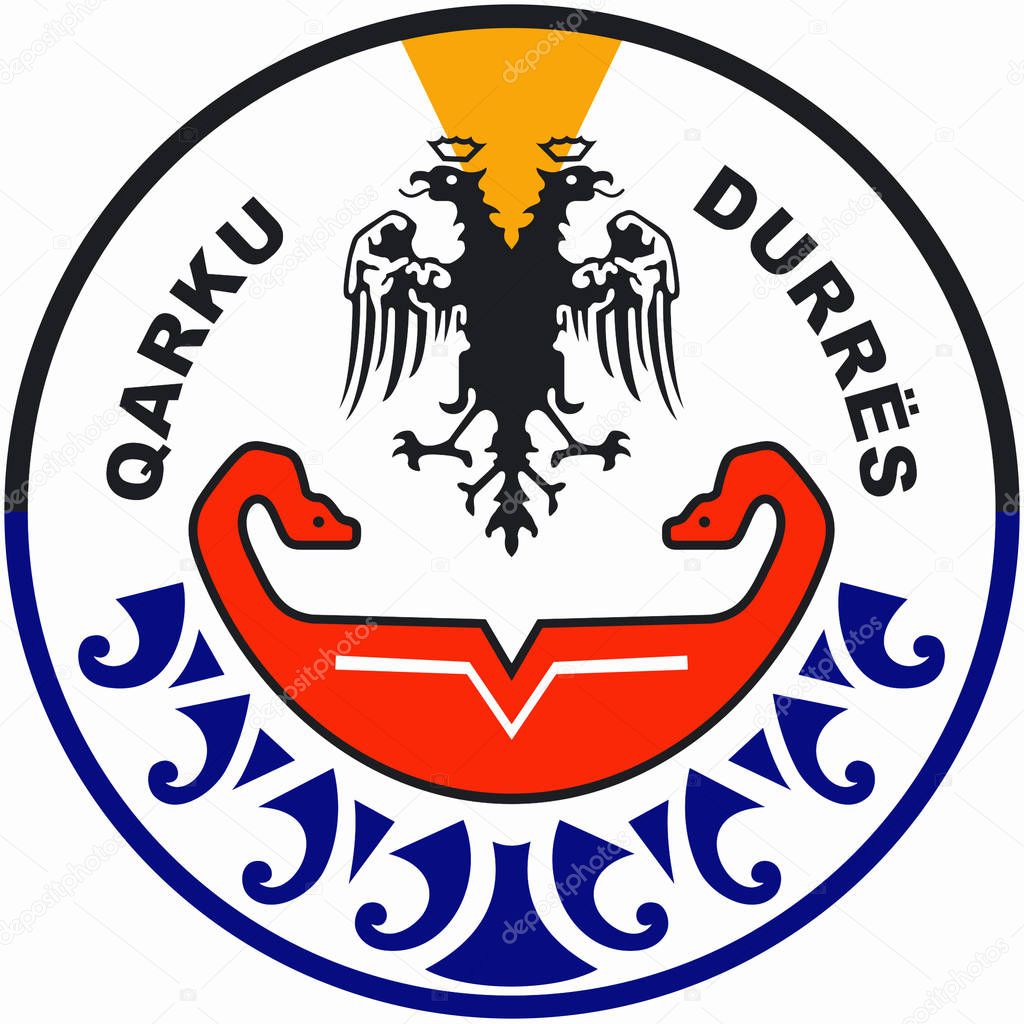 Coat of arms of Durres region. Albania