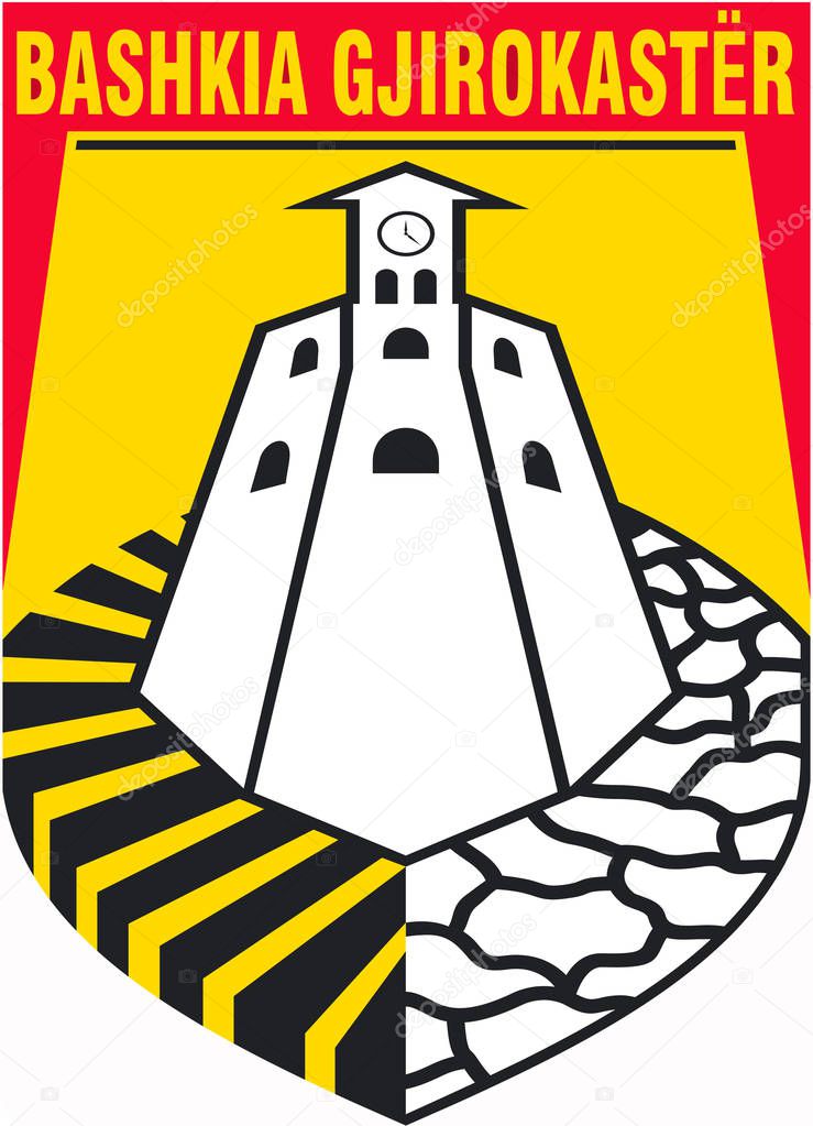Coat of arms of the city of Gjirokaster. Albania