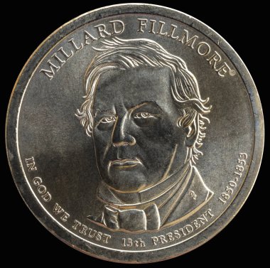 1 dollar coin. 13th President of the United States of America