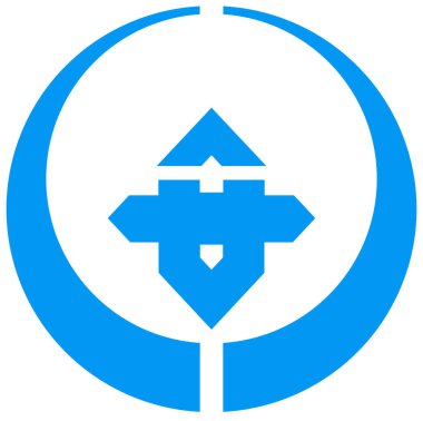 Ampati köyünün arması. Gifu Bölgesi. Japonya