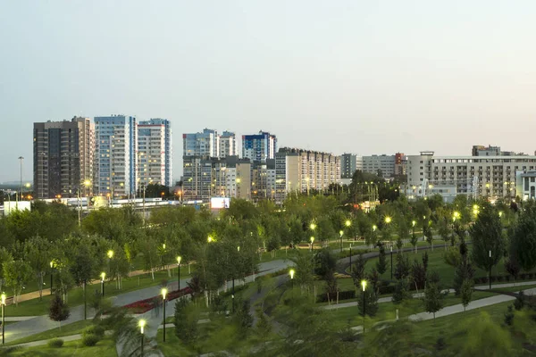 Volgograd Vista Serale Delle Zone Residenziali Della Città Mamaev Kurgan — Foto Stock