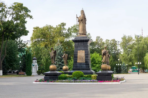 Monument Saint Mitrofan Sur Territoire Cathédrale Annonciation Voronej Ville Russie — Photo