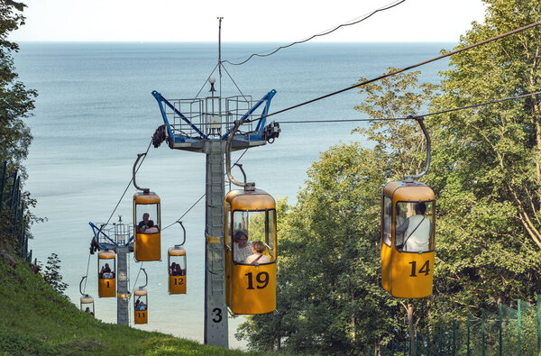 Канатная дорога. Город Светлогорск. Калининградская область. Россия в сентябре 2020