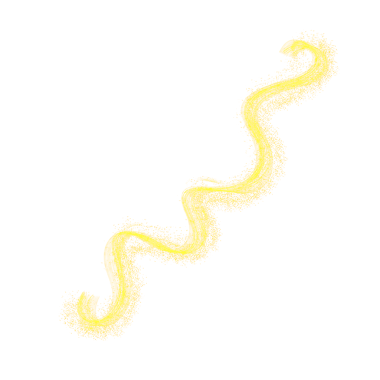 Curvy line made of textured yellow glitter strokes