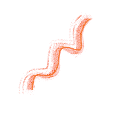 Curvy line made of textured red glitter strokes