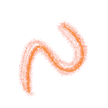 Curvy line made of red glitter strokes