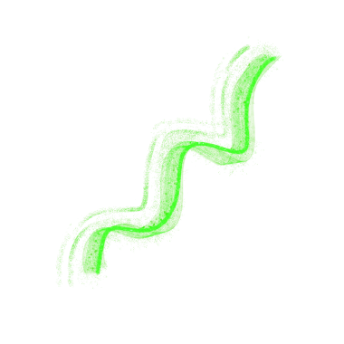 Curvy line made of simple light green glitter strokes