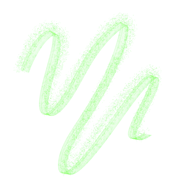 Bold curvy line crafted from light green glitter