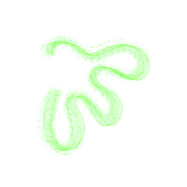 Bold curvy line crafted from light green glitter