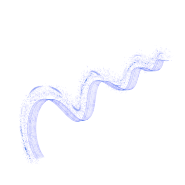 Zigzagging blue paint stroke design