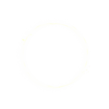 Bold round frame crafted from brushstrokes of white glitter