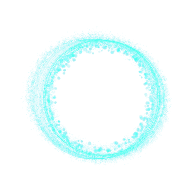 Bold round cyan frame crafted from brushstrokes of glitter