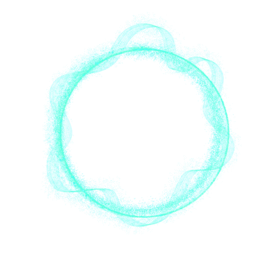 Bold round cyan frame crafted from brushstrokes of glitter
