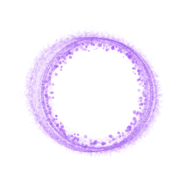 Artistic round frame formed with textured layers of purple glitter