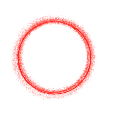 Decorative red round frame created through abstract glitter textures