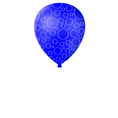 Blue balloon floating with bubbles