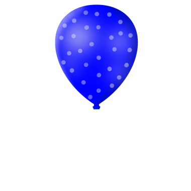 Blue balloon with white polka dots