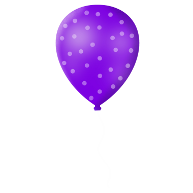 Purple balloon with white polka dots