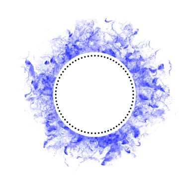 Creating vibrant blue circular design