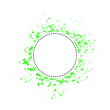 Creating vibrant green circular splash effect