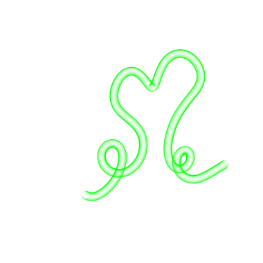 Yeşil Neon Sevgi Çizgisi Şekli şeffaf arkaplanda izole edildi