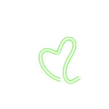 Yeşil Neon Sevgi Çizgisi Şekli şeffaf arkaplanda izole edildi
