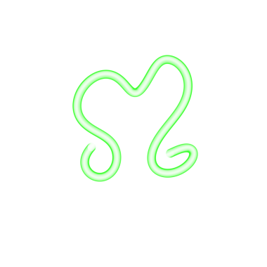 Yeşil Neon Sevgi Çizgisi Şekli şeffaf arkaplanda izole edildi