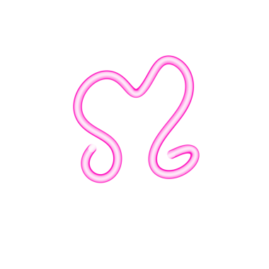 Pembe Neon Aşk Çizgisi Şekli şeffaf arkaplanda izole edildi