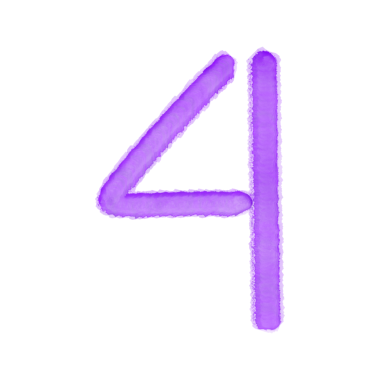 Purple Number Four Watercolor Template On Transparent Background