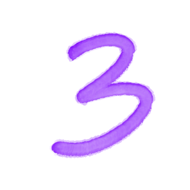 Üç numaralı mor suluboya şeffaf arkaplanda izole edildi